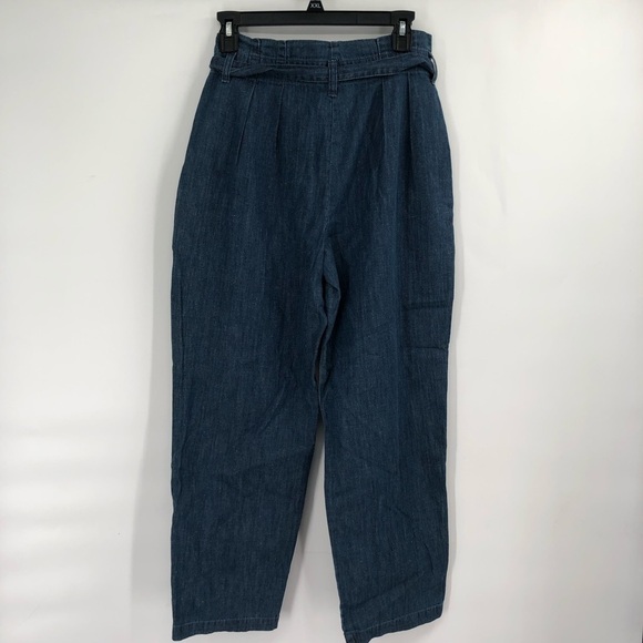 J.CREW Paper-Bag Pant Chambray Denim High Waist Tie Belt Pockets Pleated An054 0 - Picture 8 of 13